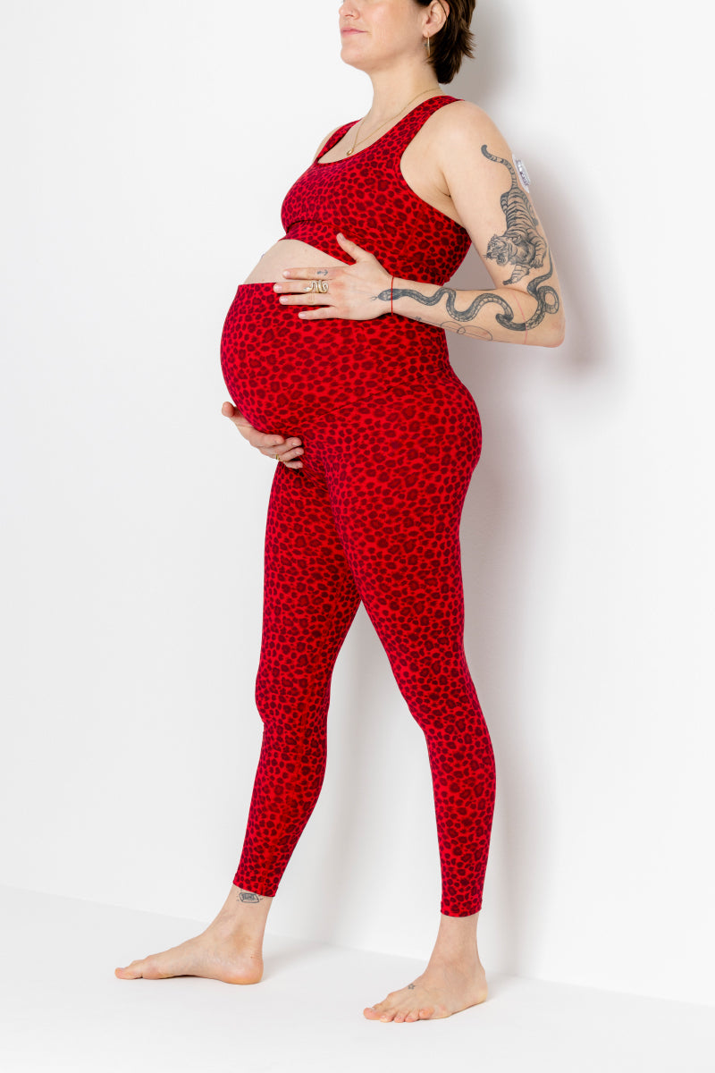 Maternity Leggings Leo Red | Hey Honey Yoga & Active Wear