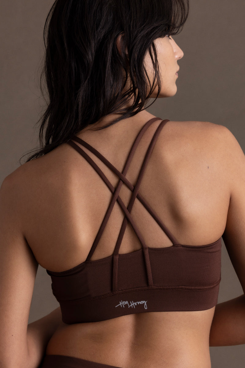 Criss-Cross Bra Unicolor Chocolate | Hey Honey Yoga & Active Wear