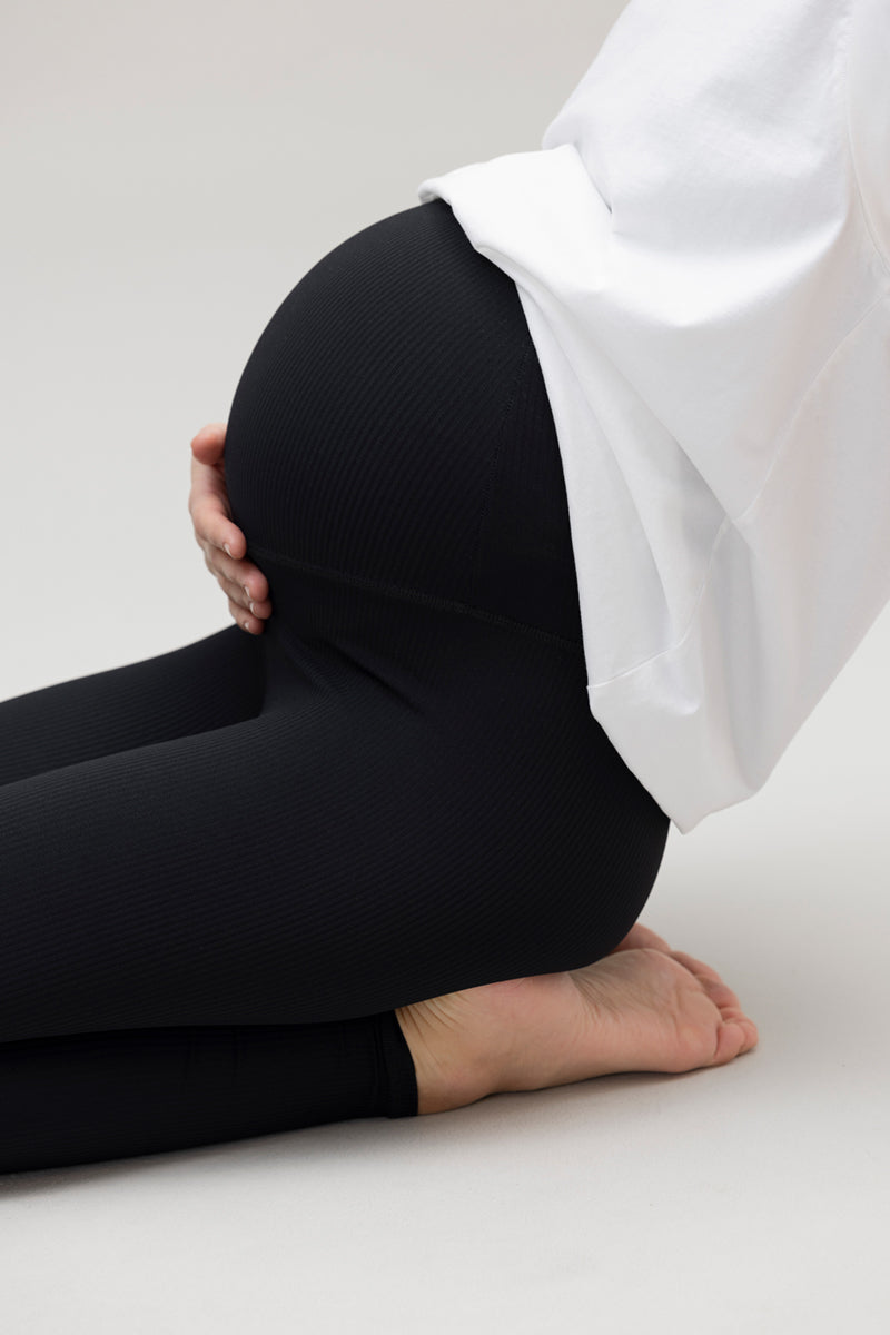 High-Waist Maternity Leggings Ribbed Black | Hey Honey & Active Wear