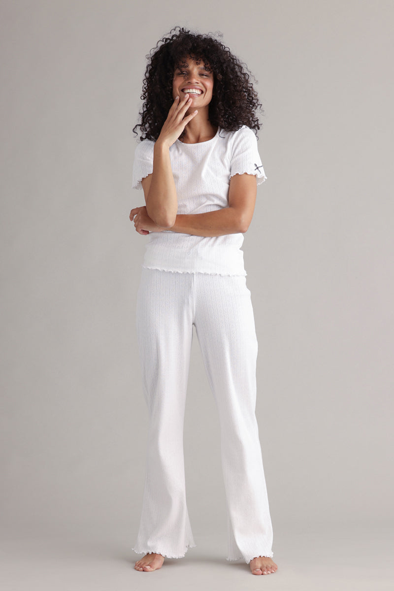 Long Pants Pointelle White | Hey Honey & Active Wear