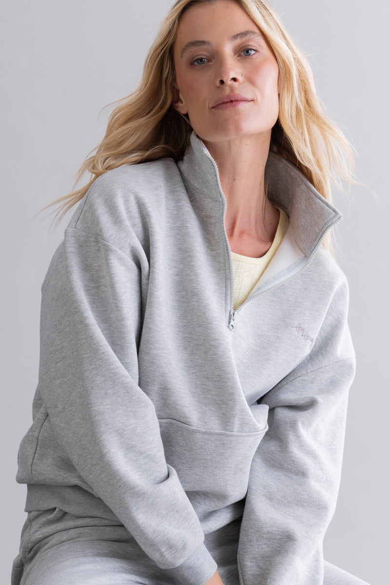 Zip Sweater Grey Melange | Hey Honey & Active Wear