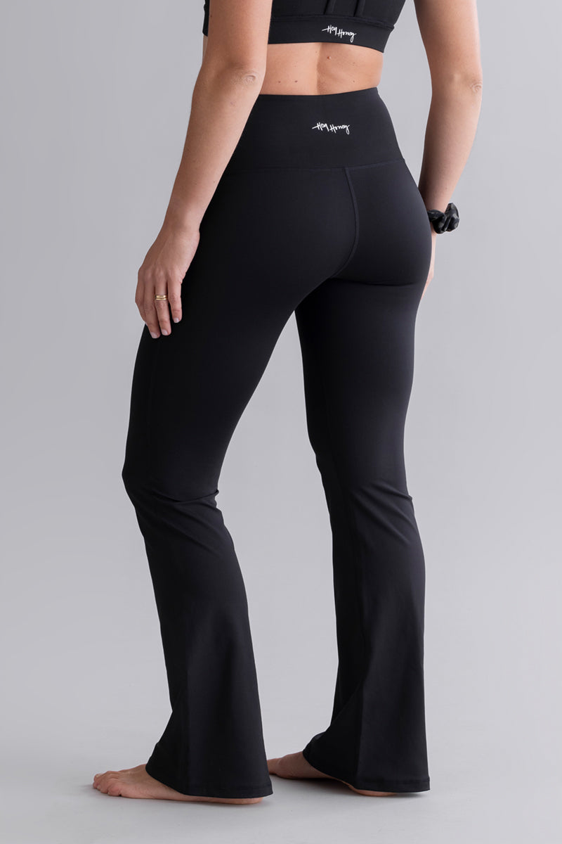High-Waist Flared Leggings Cotton Touch Black | Hey Honey & Active Wear