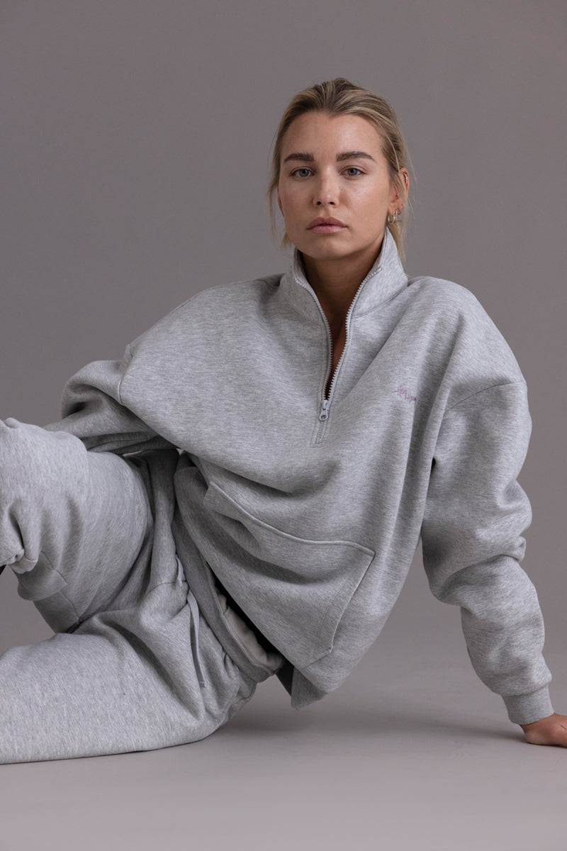Zip Sweater Grey Melange | Hey Honey & Active Wear