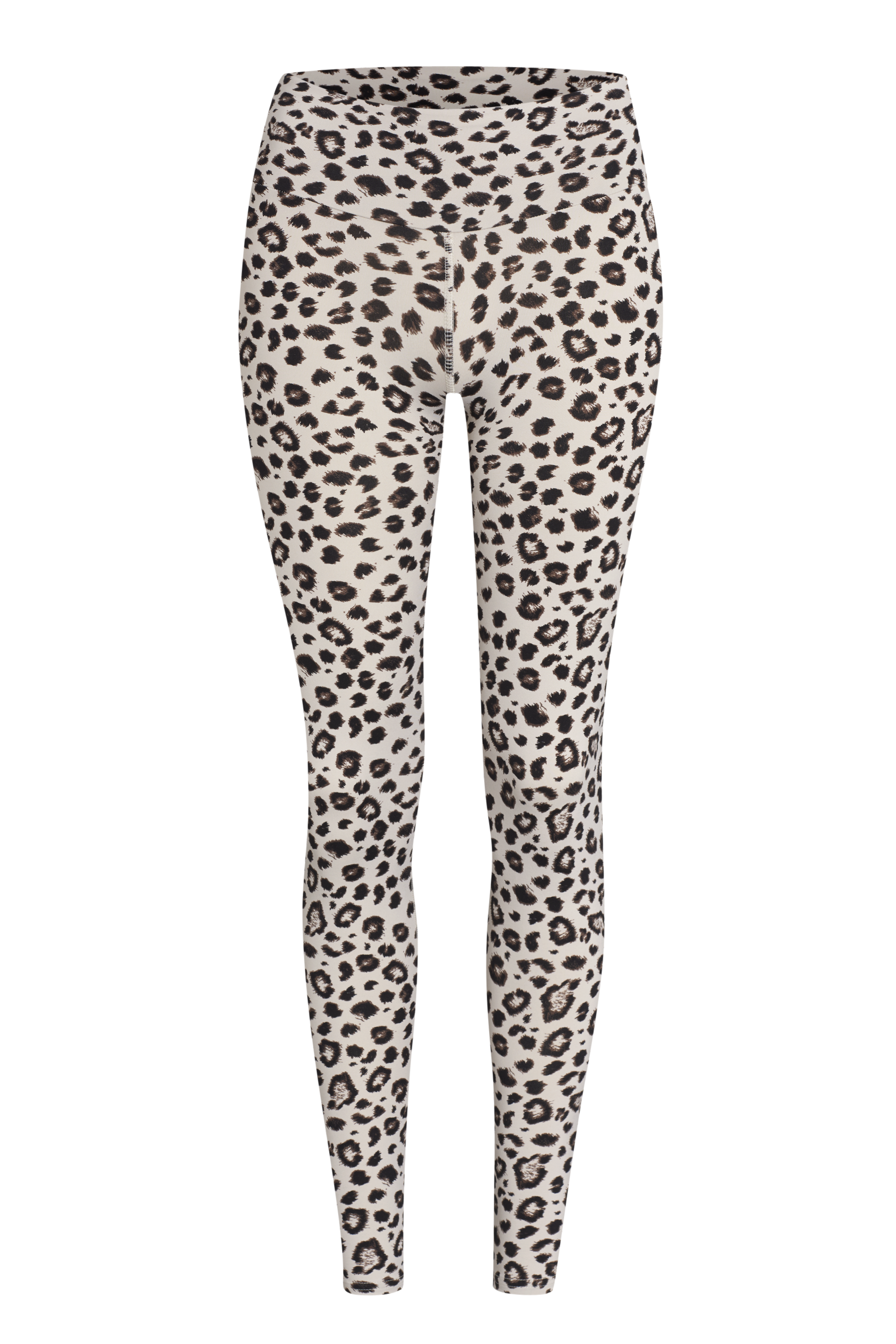 Hey Honey Leggings Leo Clay: Cream and brown leopard print athletic leggings.