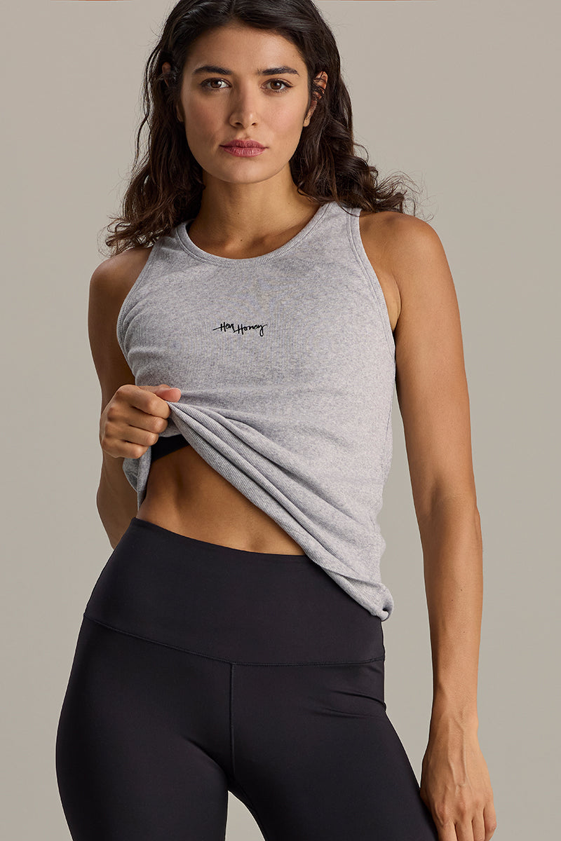 Rib Tank Grey Melange | Hey Honey & Active Wear