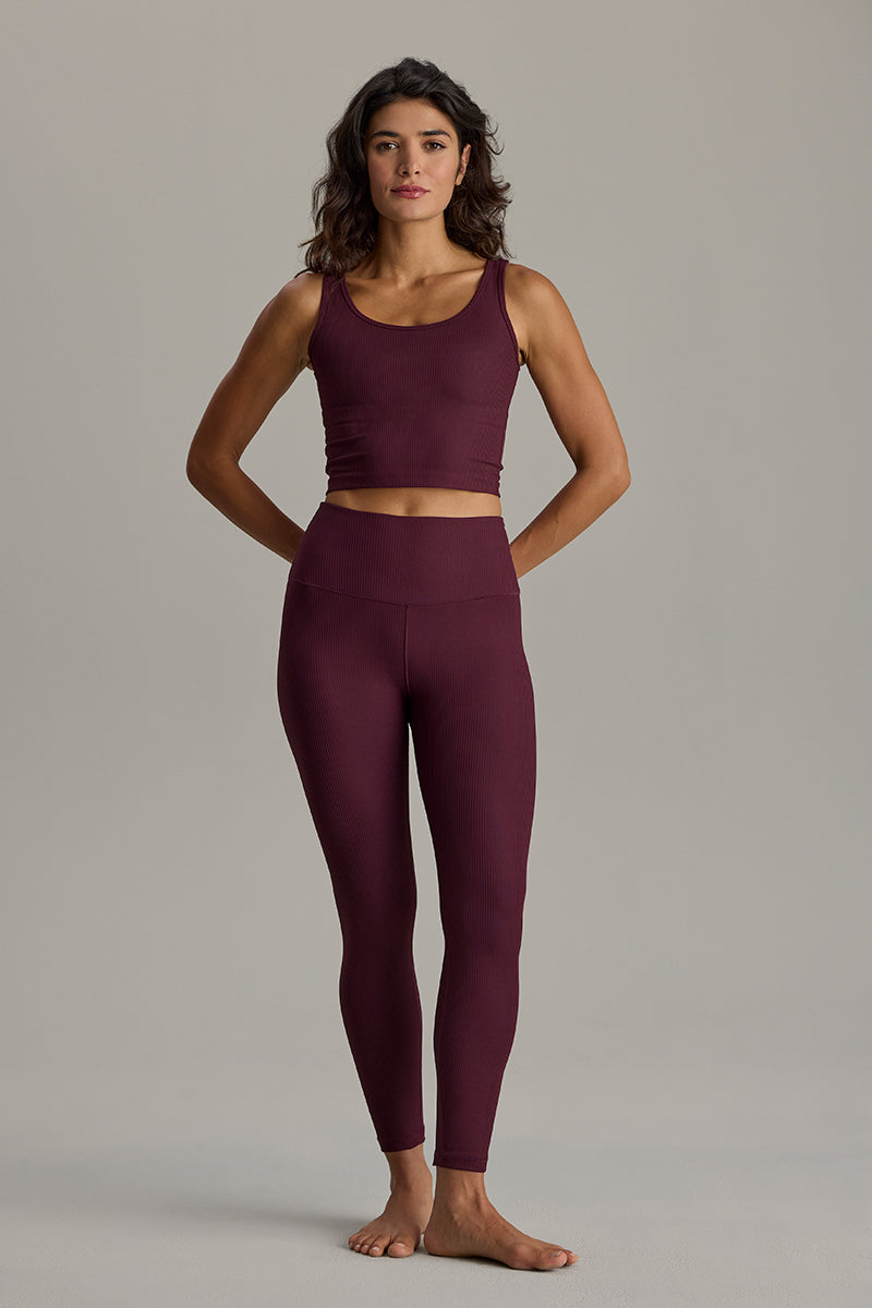 Leggings Cropped Ribbed Wine | Hey Honey & Active Wear