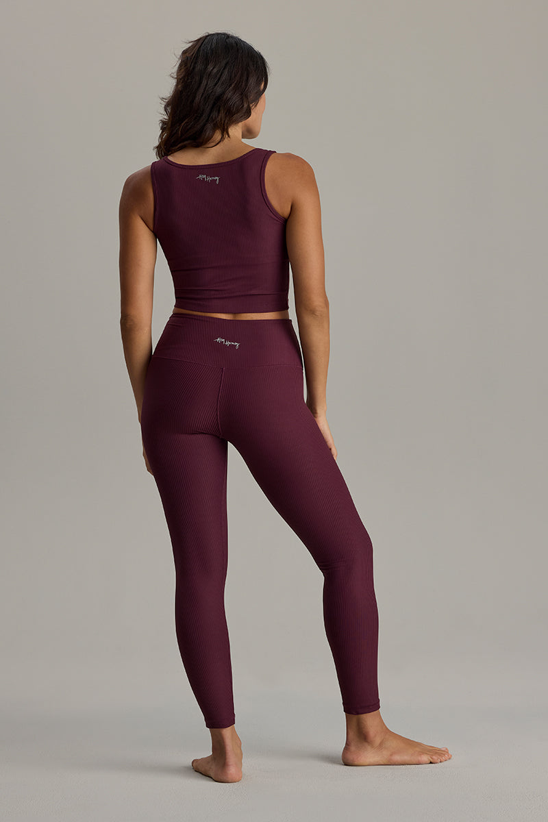 Leggings Cropped Ribbed Wine | Hey Honey & Active Wear