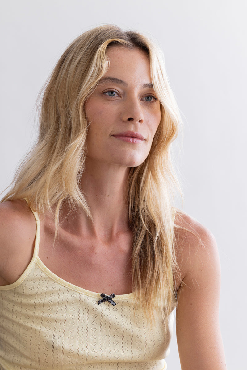 Pointelle Top Pastel Yellow | Hey Honey & Active Wear