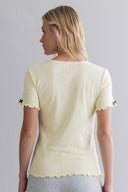 T-Shirt Pointelle Pastel Yellow | Hey Honey & Active Wear