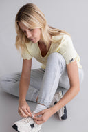 T-Shirt Pointelle Pastel Yellow | Hey Honey & Active Wear