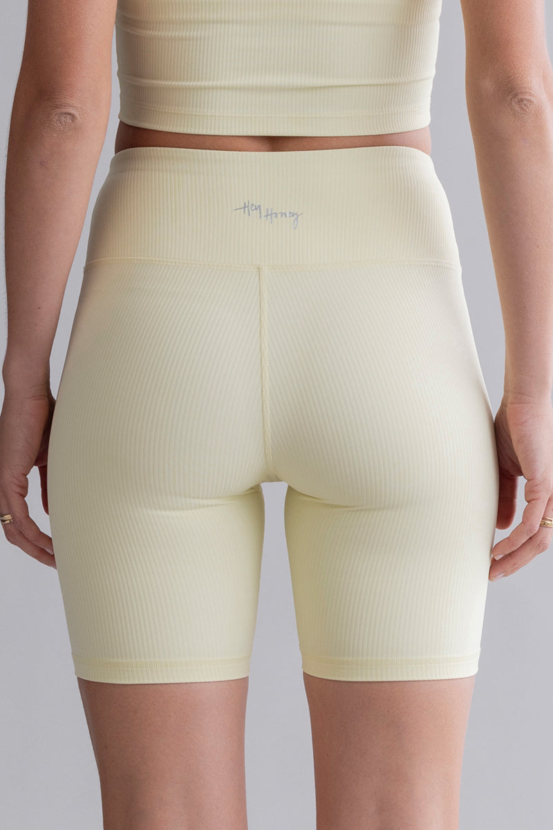 Biker Ribbed Pastel Yellow | Hey Honey & Active Wear