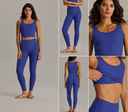 Leggings Cropped Ribbed Blue Depth | Hey Honey & Active Wear