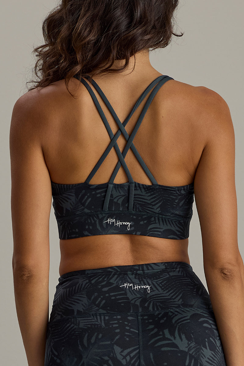 Criss-Cross Bra Palm Teal | Hey Honey & Active Wear