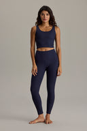 Cropped Ribbed Baritone Blue Set | Hey Honey & Active Wear