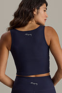 Cropped Ribbed Baritone Blue Set | Hey Honey & Active Wear