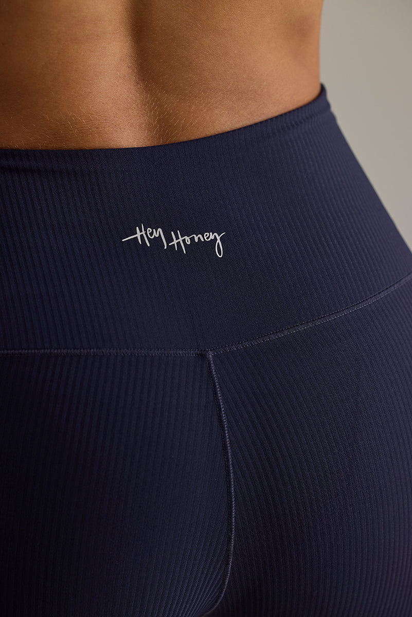 Leggings Cropped Ribbed Baritone Blue | Hey Honey & Active Wear