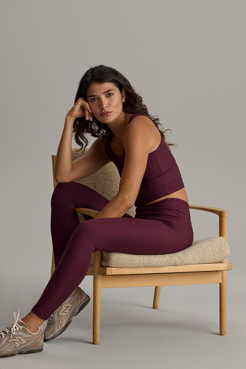 Longline Tank Ribbed Wine | Hey Honey & Active Wear
