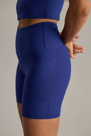 Short Biker Pocket Ribbed Blue Depth | Hey Honey & Active Wear